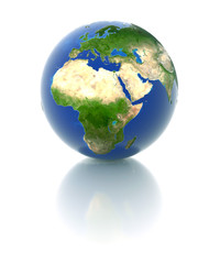 3d globe - europe, africa