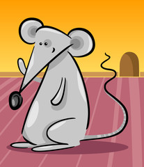 cute gray mouse cartoon illustration