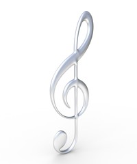 Fototapeta premium 3d metal treble clef isolated on white background
