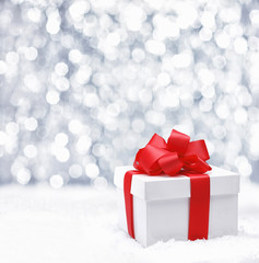 Gift box with red bow