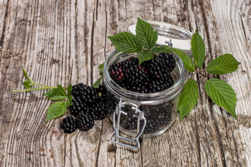 Fototapeta na wymiar Fresh Blackberries in a glass