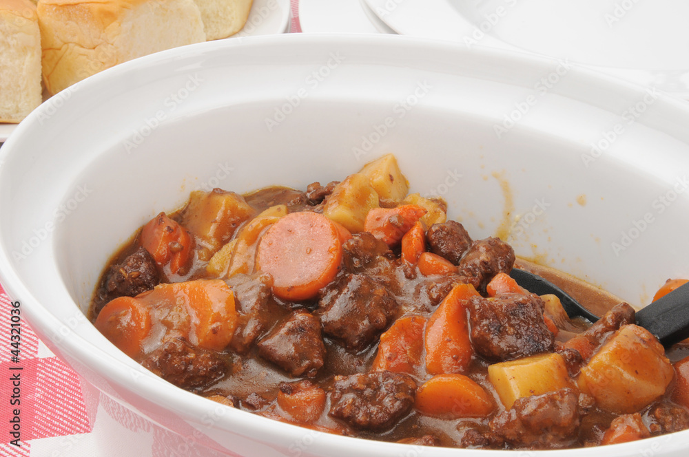 Wall mural Beef stew in a crock