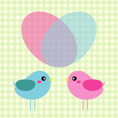 Couple of birds in love. Vector illustration