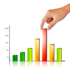 Hand holding and business graph