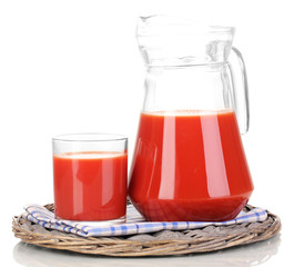 Tomato juice in pitcher and glass