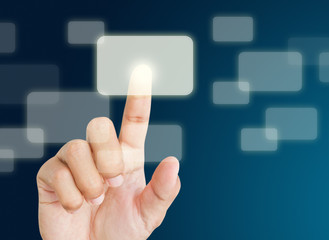 hand pushing on a touch screen interface