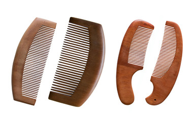 Wood combs isolated