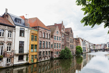 Fototapeta na wymiar Channel in center of Ghent, Belgium