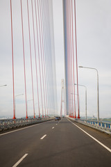 Fototapeta premium New suspension cable bridge in Vladivostok. Russia.