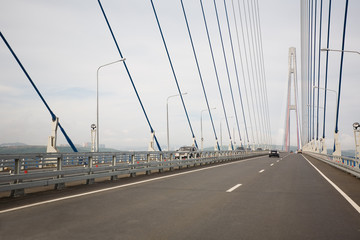 Obraz premium New suspension cable bridge in Vladivostok. Russia.