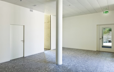 building interior, granite floor, white wall