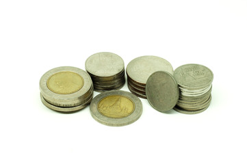 Thai coins on white background