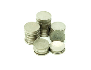 Thai coins on white background