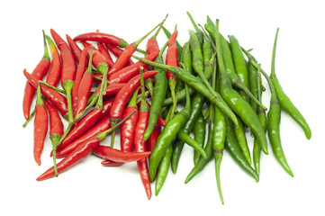 Thai red hot chili on white background