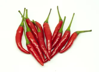 Fotobehang Thai red hot chili on white background © 9peaks