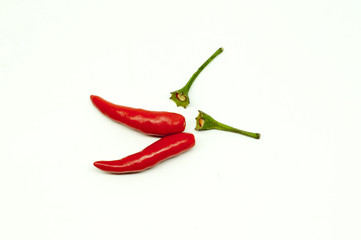 Separate Thai red hot chili on white background