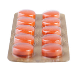 Pills on white background