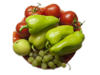 Fruits and vegetables on a dish