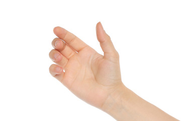 Woman hand like holding mobile phone, card, tablet pc