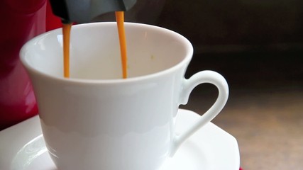 Coffee dispenser making hot coffee