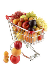 Still life of fruit in the cart isolated on white