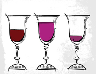 Glasses of wine illustration