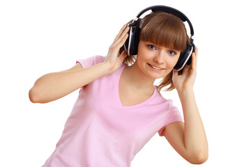 Fototapeta premium Happy smiling girl dancing