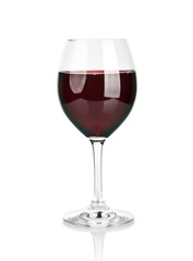 Red wine glass isolated on white background