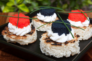 Closeup Of Caviar Canapés
