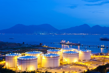 Oil tanks at night