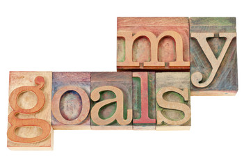my goals text in wood type