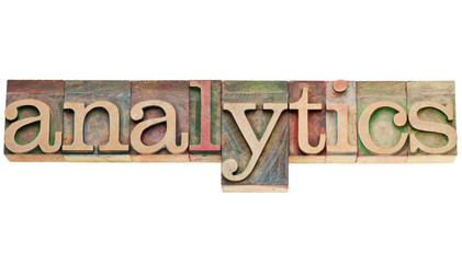 analytics word in wood type