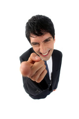 Businessman pointing his index finger