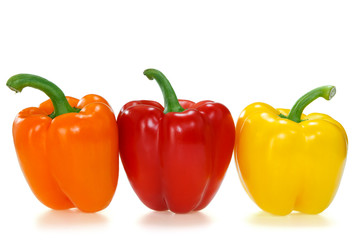 peppers over white background