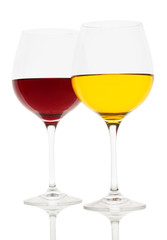 two glasses of wine isolated on white