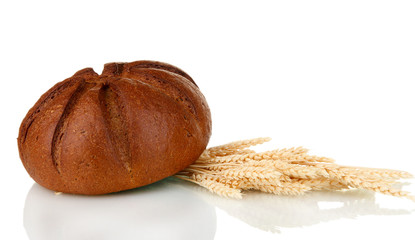 Homemade whole bread isolated on white background