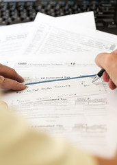 Fototapeta premium USA tax form 1040 for year 2012 with check