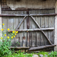 Old wooden barn door
