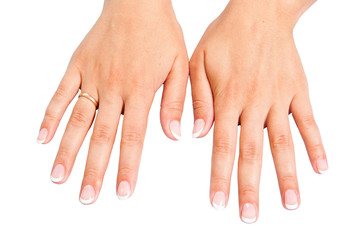 French manicure on hands