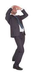 Businessman looking up