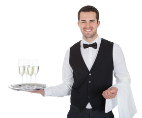 Portrait of a cheerful young butler
