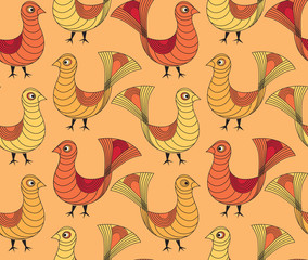 Obraz premium seamless pattern from birds in ethnic graphic style