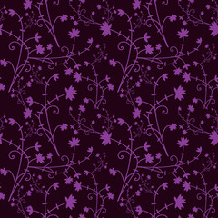 Fototapeta na wymiar Jednolite kwiatowy wzór na fioletowym tle