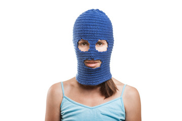 Woman in balaclava