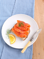 Sandwich with salted salmon