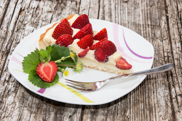 Plate with fresh Strawberry Pie