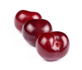 Group of Sweet Fresh Cherries Isolated on White Background