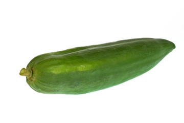 Green papaya isolated on white background