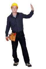 Woodworker on white background