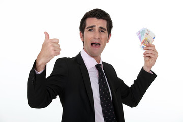 Rich businessman rejoicing